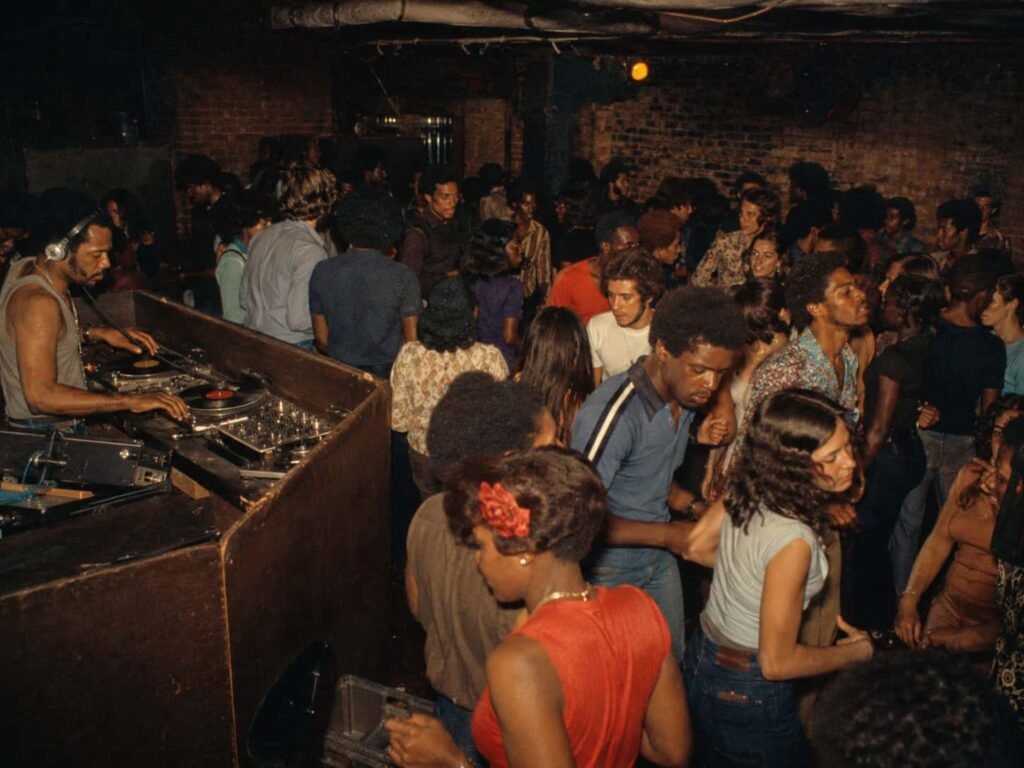 Dancers inside an underground New York disco club